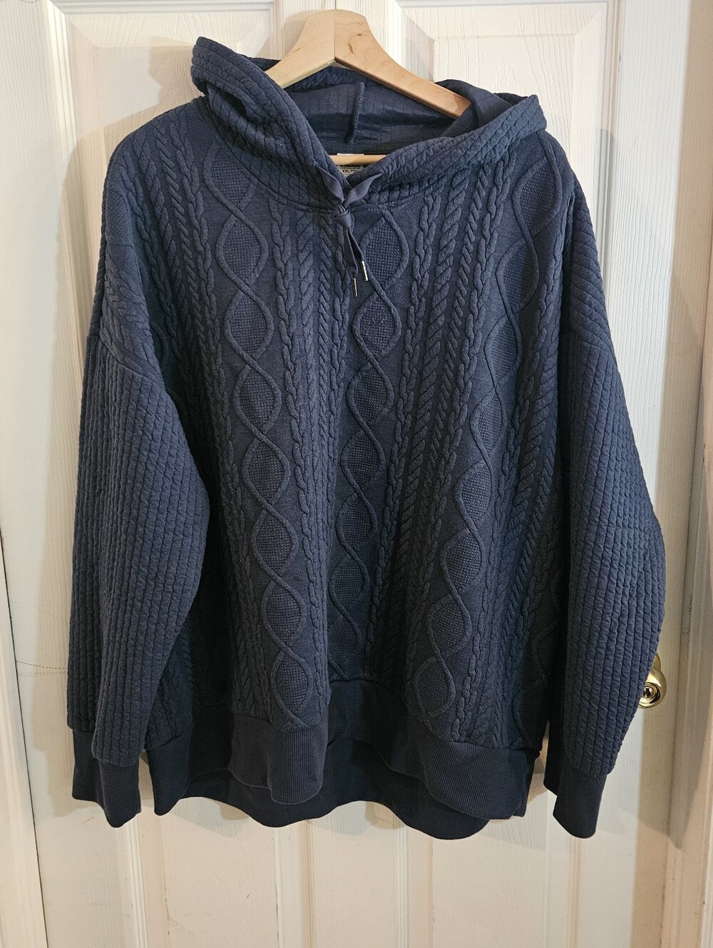 RBX Womens Cable Knit Look Hoodie Sweatshirt Blue XXL